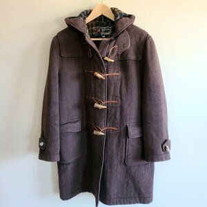 Vintage Original English brown duffle woman wool coat with hood by Gloverall.